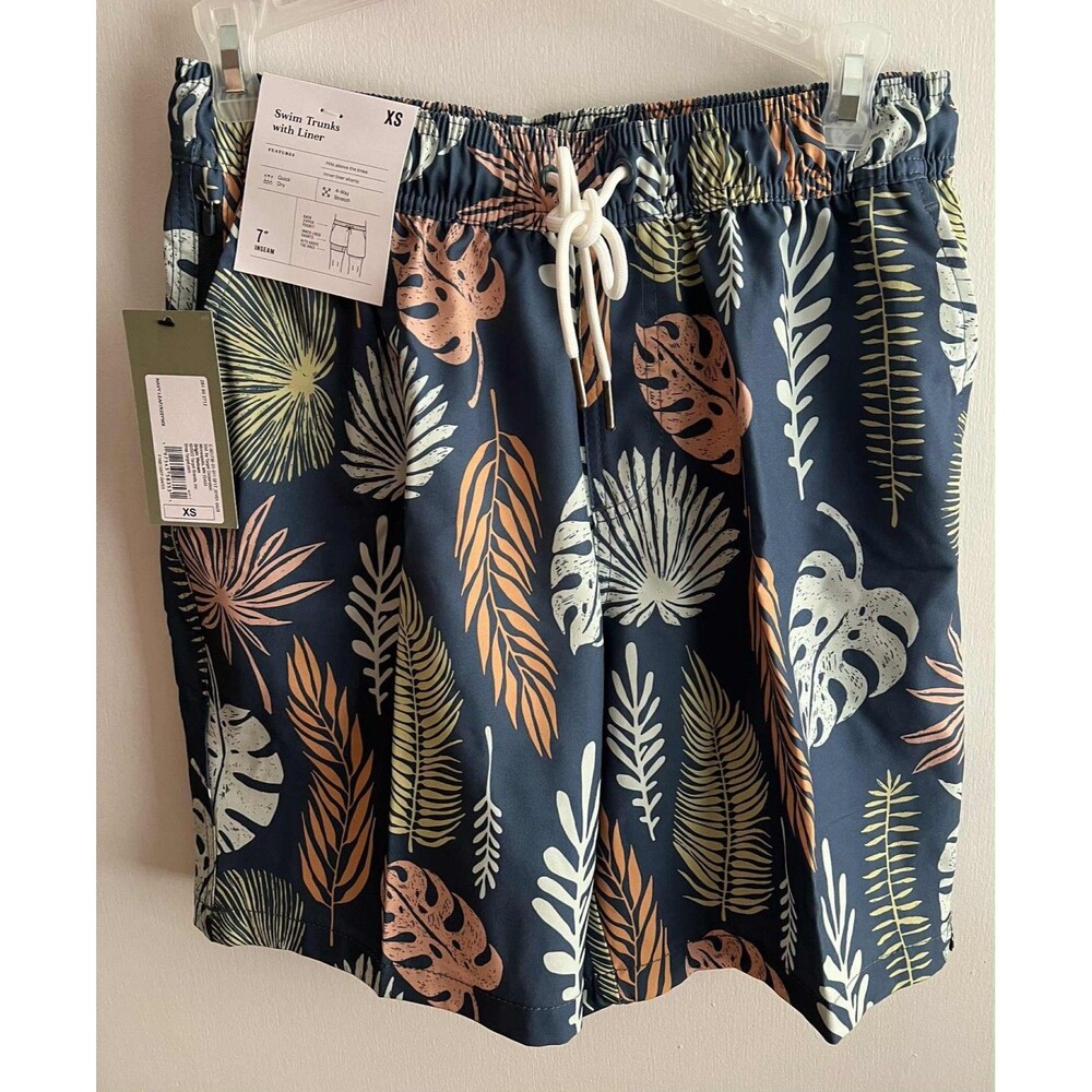 Goodfellow & Co. Men's Size XS Leaf Print Board Shorts Swim Trunks With Liner